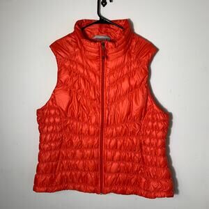 Womens Athleta Down Puffer Vest Orange Size 2X EUC!